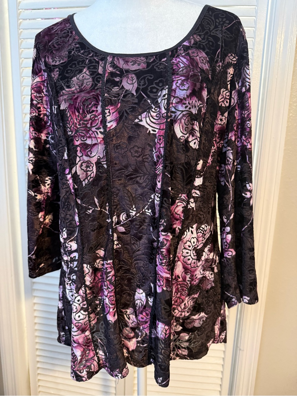 Y2K Dressbarn Women’s Velvet Burnout Fairy Grunge Whimsigoth Top Size XL Brown - Picture 6 of 12